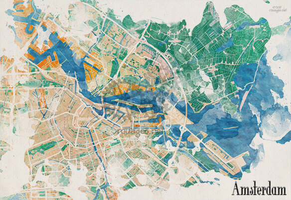 Amsterdam watercolor map