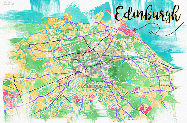 Watercolor Map Edinburgh