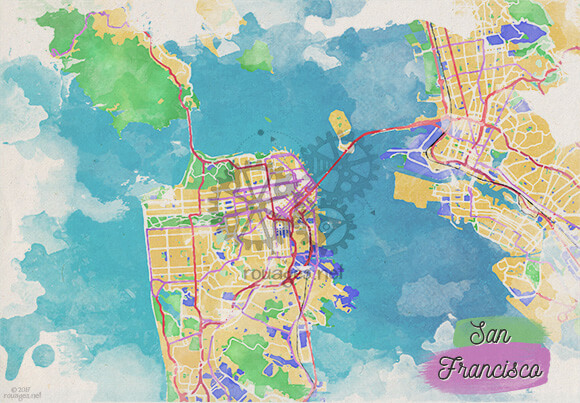 Watercolor Map San Francisco